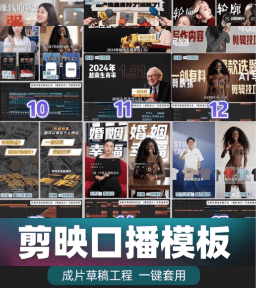 超级剪映口播模板来了！包含汽车财经Vlog成长类等工程模板，流行剪映草稿合集140+套，持续更新中…-软满仓-财源精品库